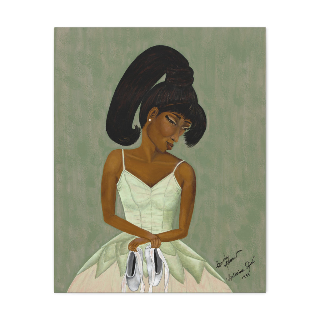 Ballerina Girl — Melancholy Ballerina Portrait Matte Stretched Canvas