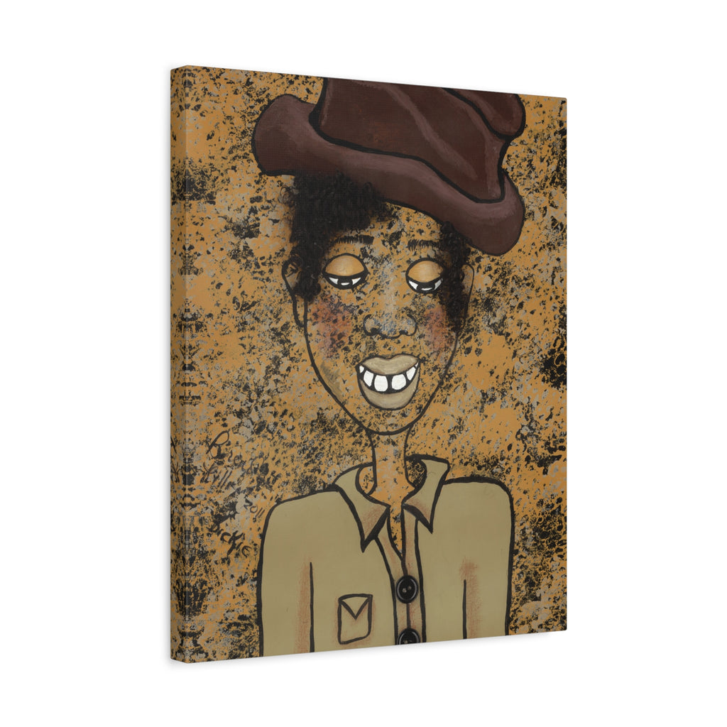 Whimsical Vintage Portrait Canvas – 'Smiling Gentleman' Stretched Matte Wall Art