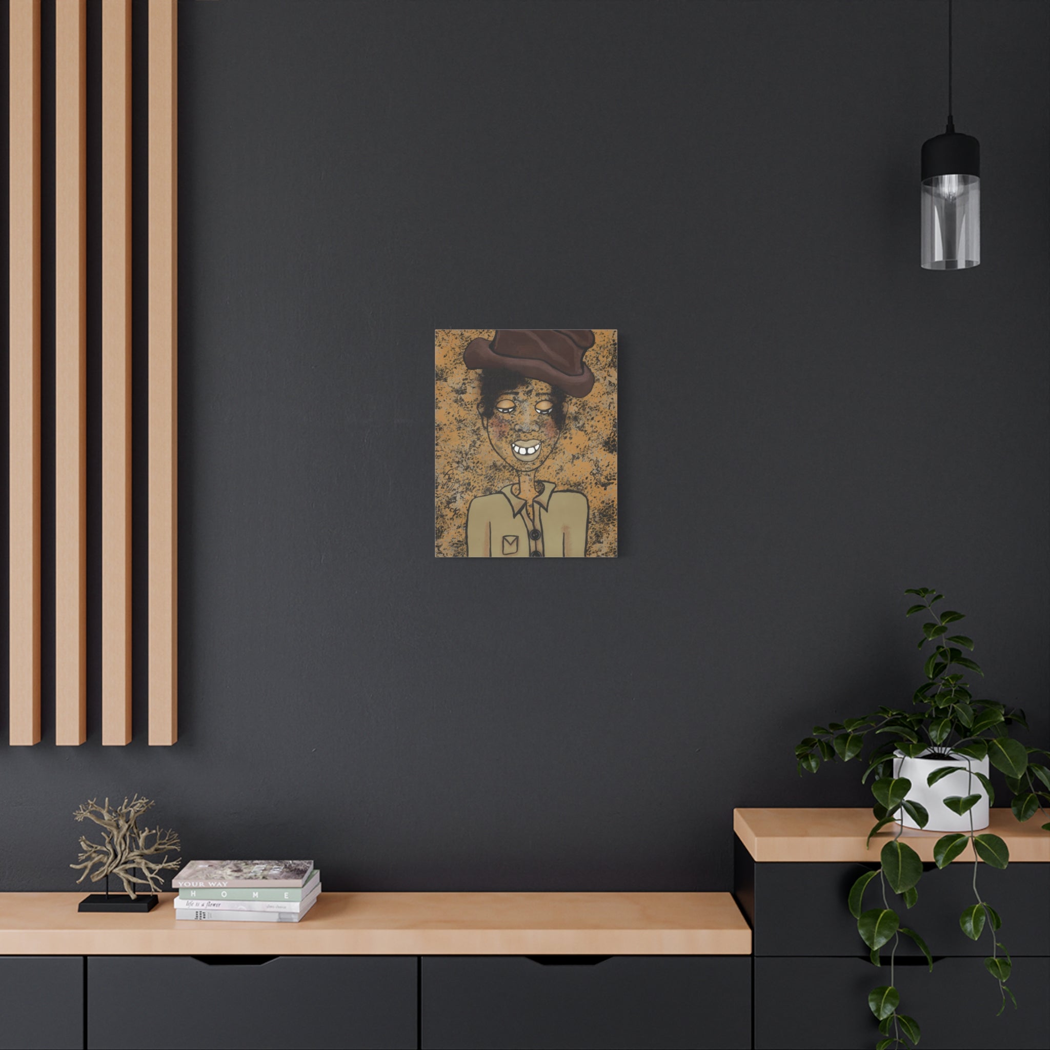 Whimsical Vintage Portrait Canvas – 'Smiling Gentleman' Stretched Matte Wall Art