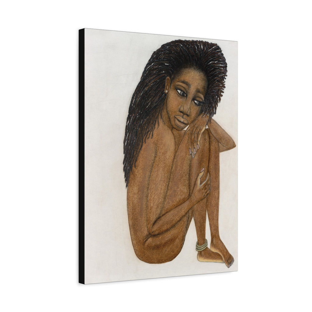 Natural Beauty — Serene Seated Black Woman Portrait (Stretched 1.25")