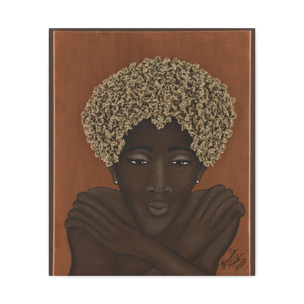Lucille - Afro Embrace Matte Canvas Print — Brown Skin Portrait Wall Art