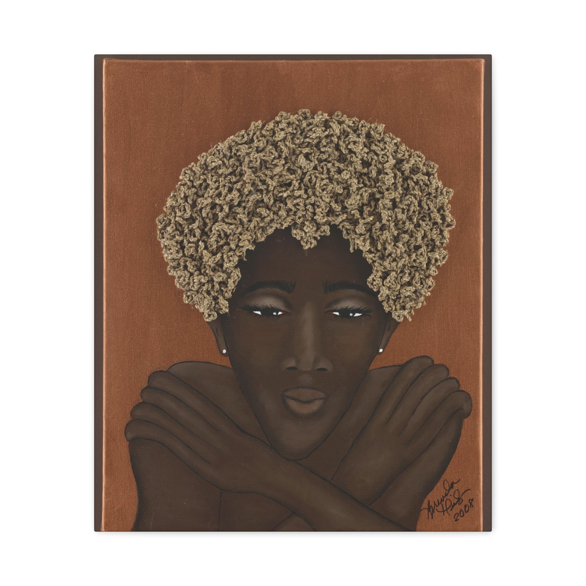 Lucille - Afro Embrace Matte Canvas Print — Brown Skin Portrait Wall Art