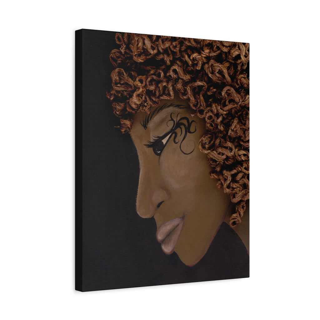 More Heads are Better Than One - G - Brown Curly Hair Matte Stretched Wall Art