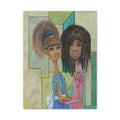 Tea Party Dress Up — Whimsical Retro Girls Art on Stretched Matte Canvas