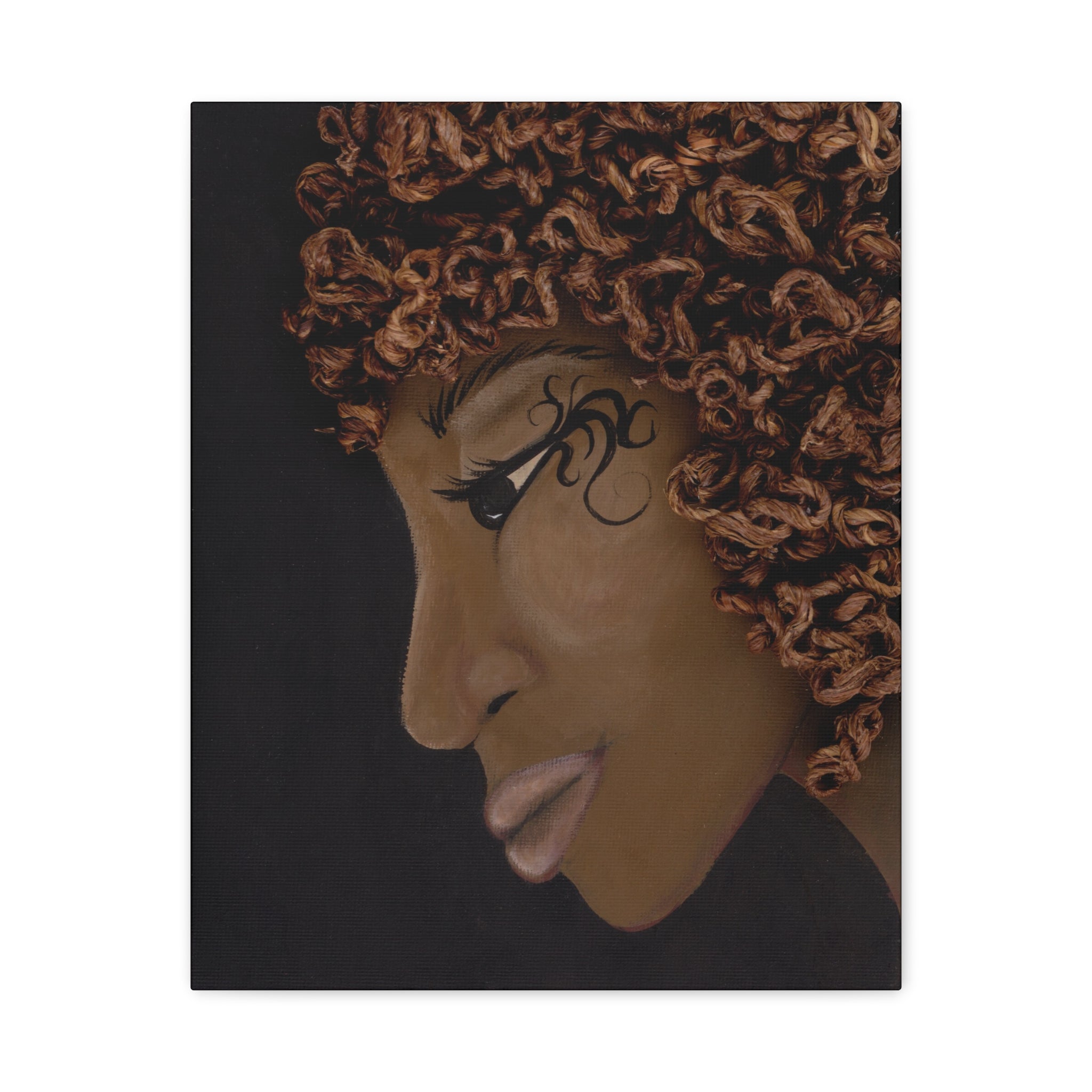 More Heads are Better Than One - G - Brown Curly Hair Matte Stretched Wall Art