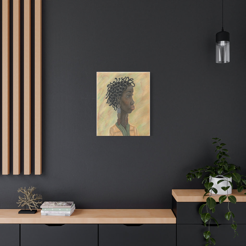 Chocolate Princess— Elegant Woman Profile Matte Stretched 1.25"