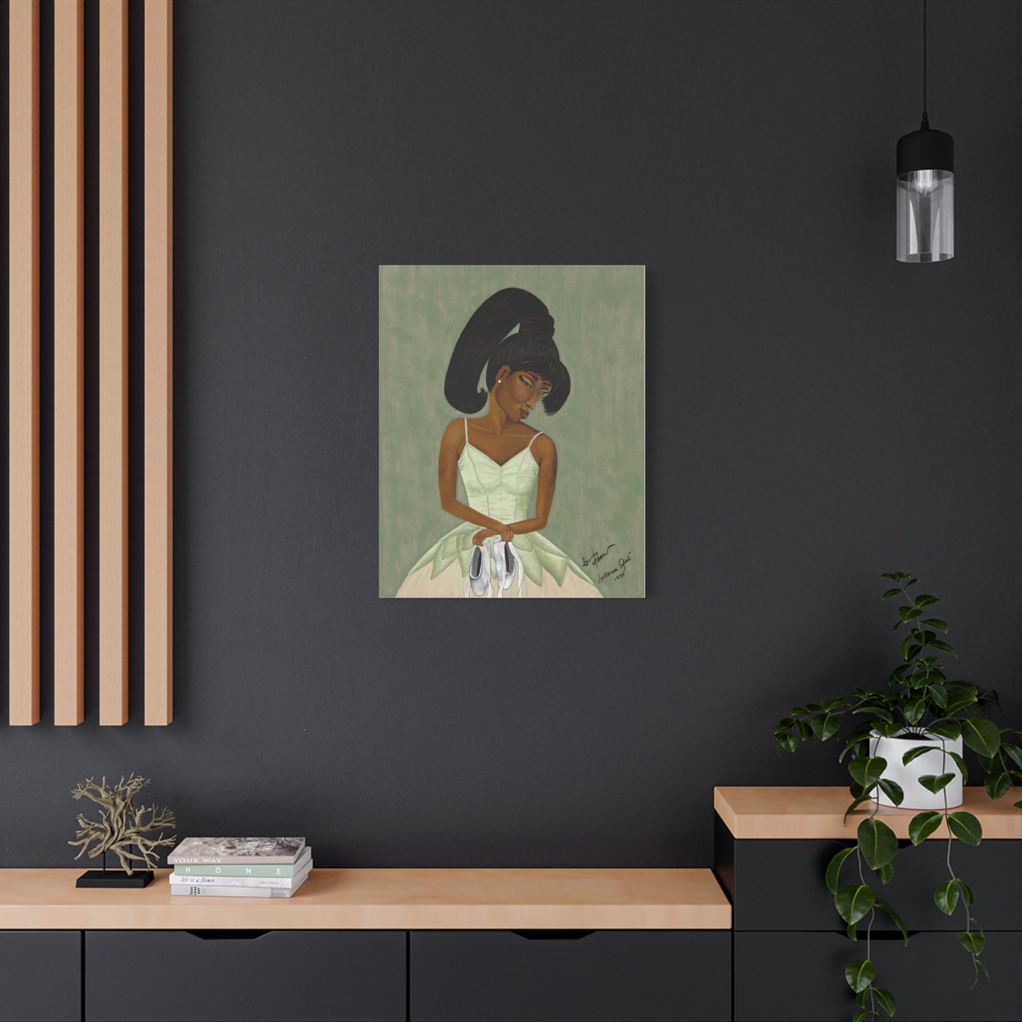 Ballerina Girl — Melancholy Ballerina Portrait Matte Stretched Canvas