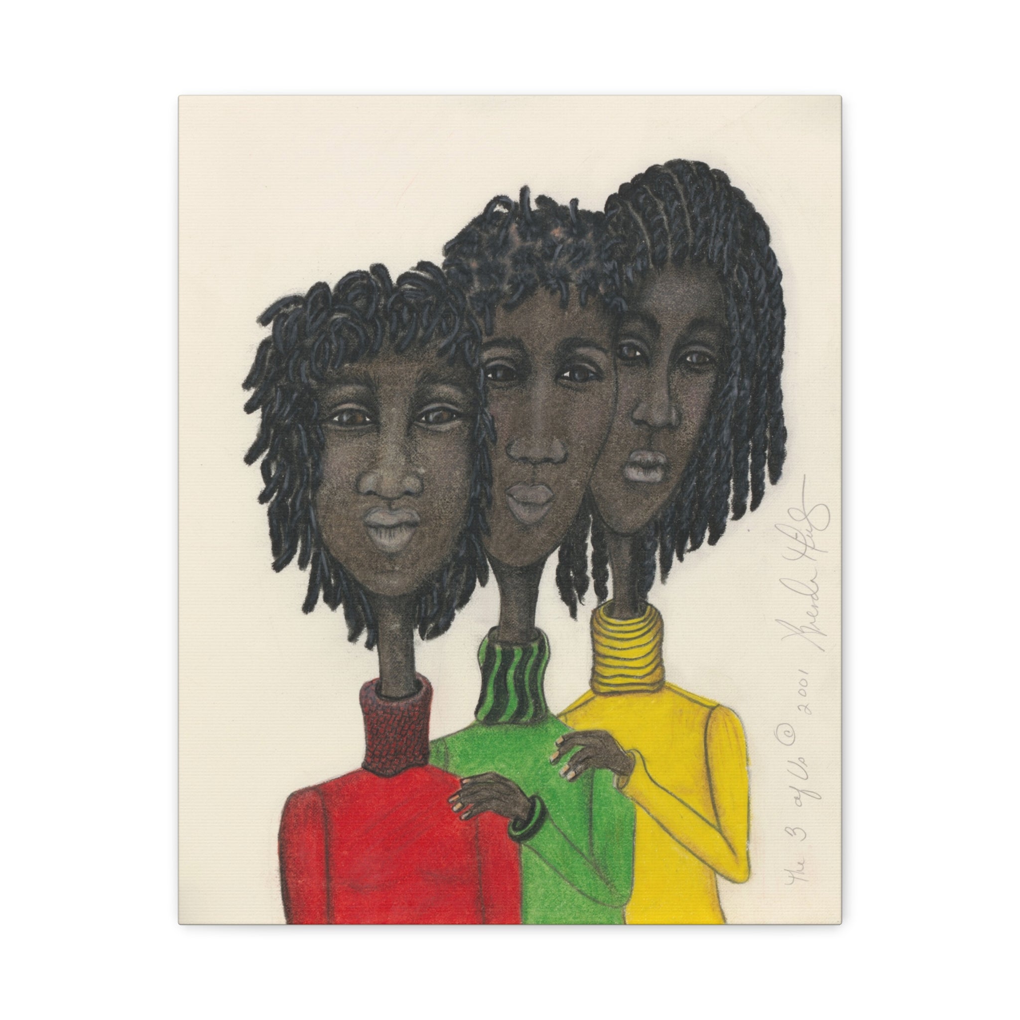 The Three of Us - Three Women Illustration in Red, Green & Yellow