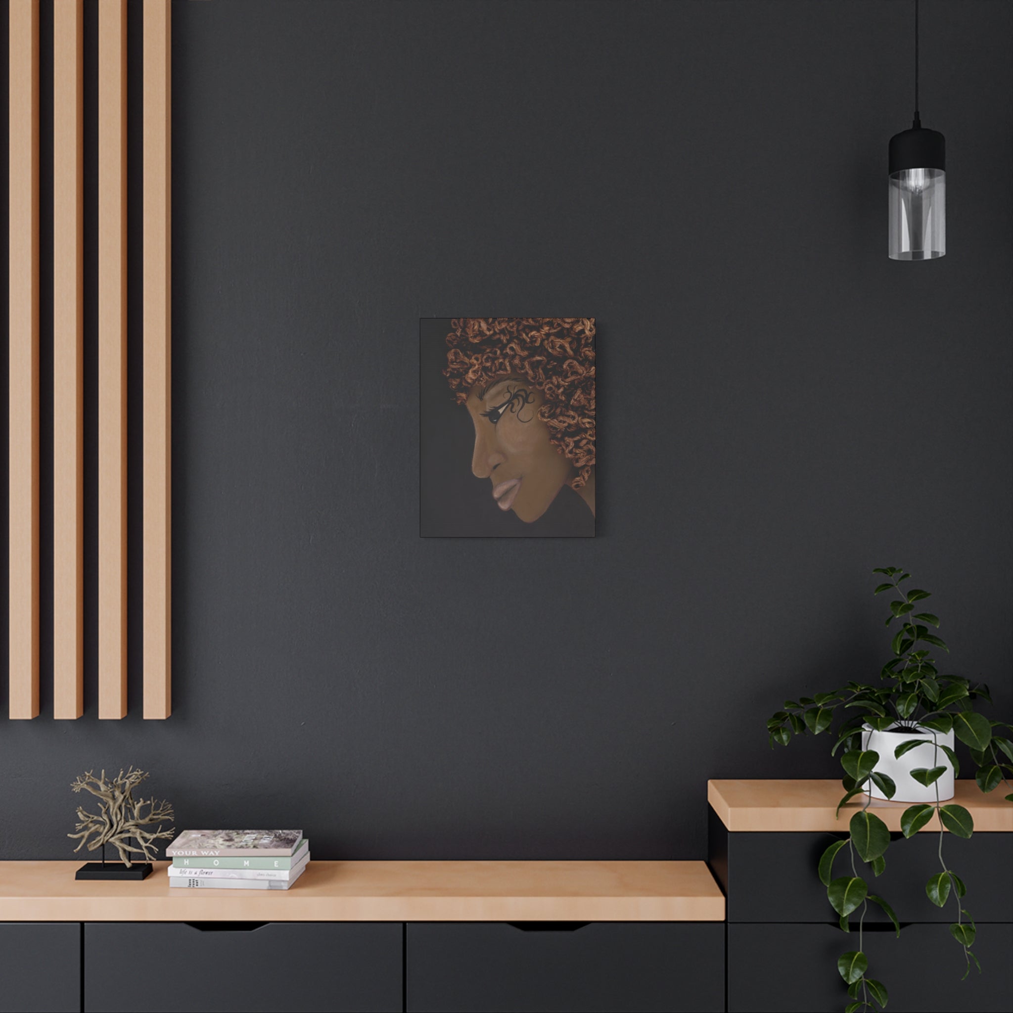 More Heads are Better Than One - G - Brown Curly Hair Matte Stretched Wall Art