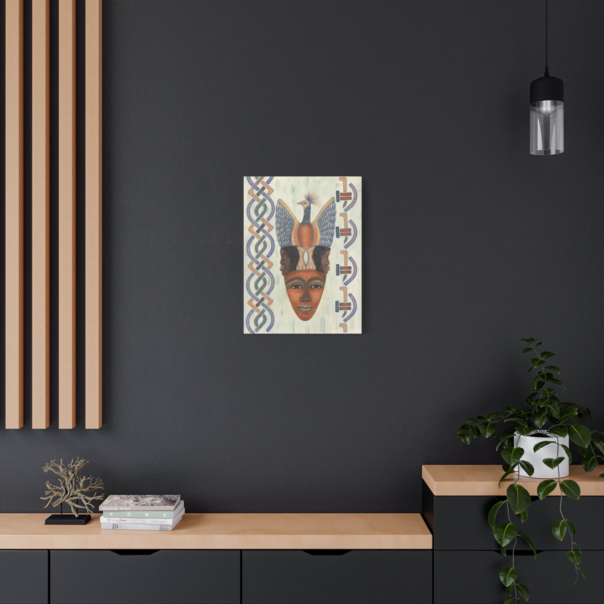 Bird of Pray — Tribal Faces & Bird Motif Matte Stretched Wall Art