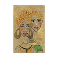 Afrocentric Sisterhood Matte Canvas Wall Art - Gold Textured Portrait