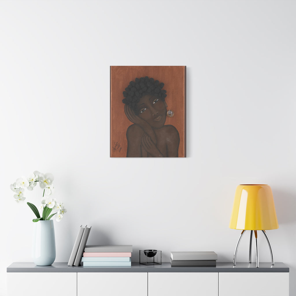 Brown-Skinned Woman Portrait Canvas – Afro Natural Art Matte Stretched Print