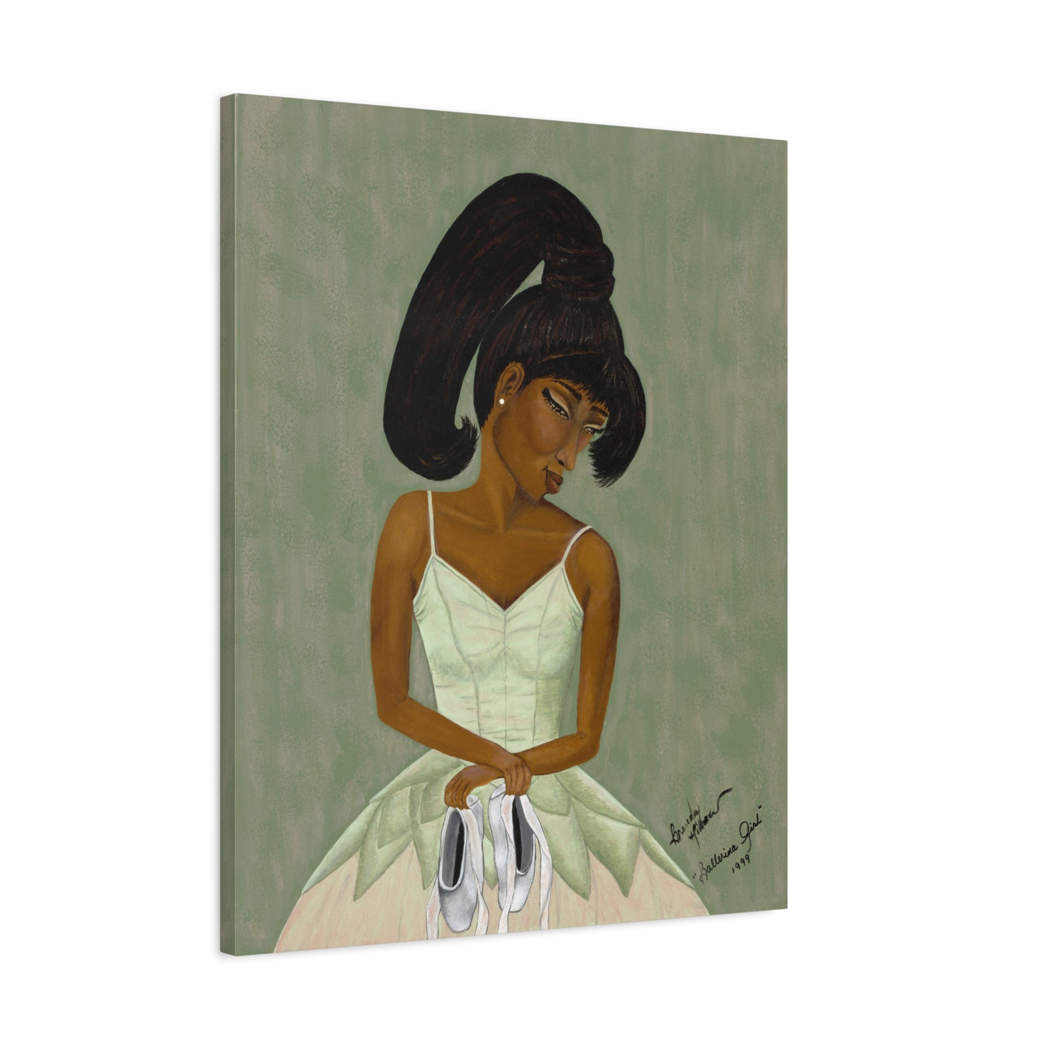 Ballerina Girl — Melancholy Ballerina Portrait Matte Stretched Canvas