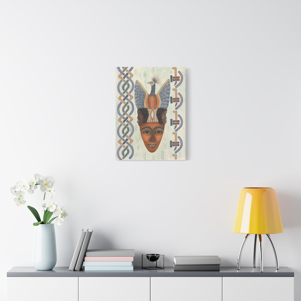 Bird of Pray — Tribal Faces & Bird Motif Matte Stretched Wall Art