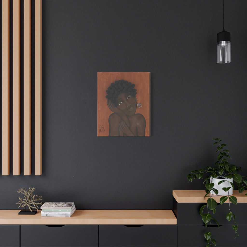 Brown-Skinned Woman Portrait Canvas – Afro Natural Art Matte Stretched Print