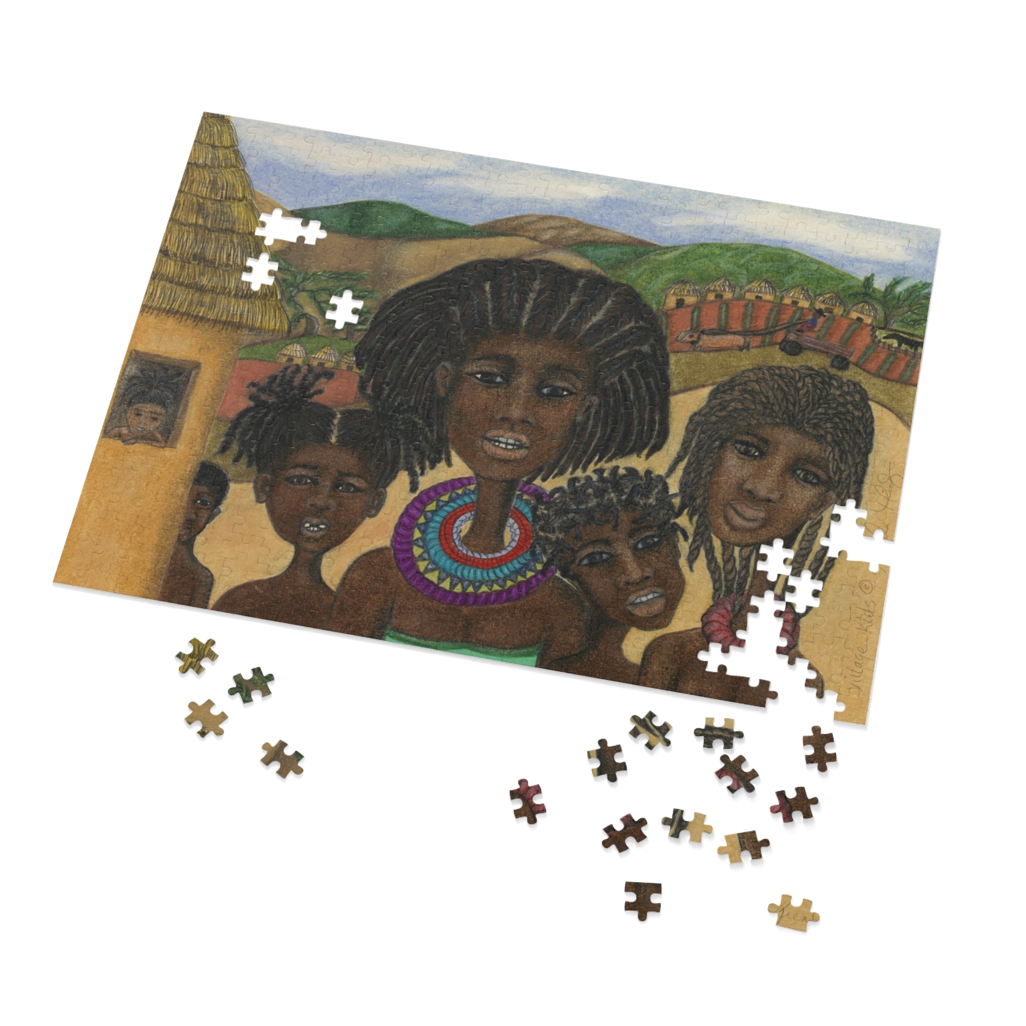 Village Kids Play Jigsaw Puzzle with Tin 2000 pieces 40x28