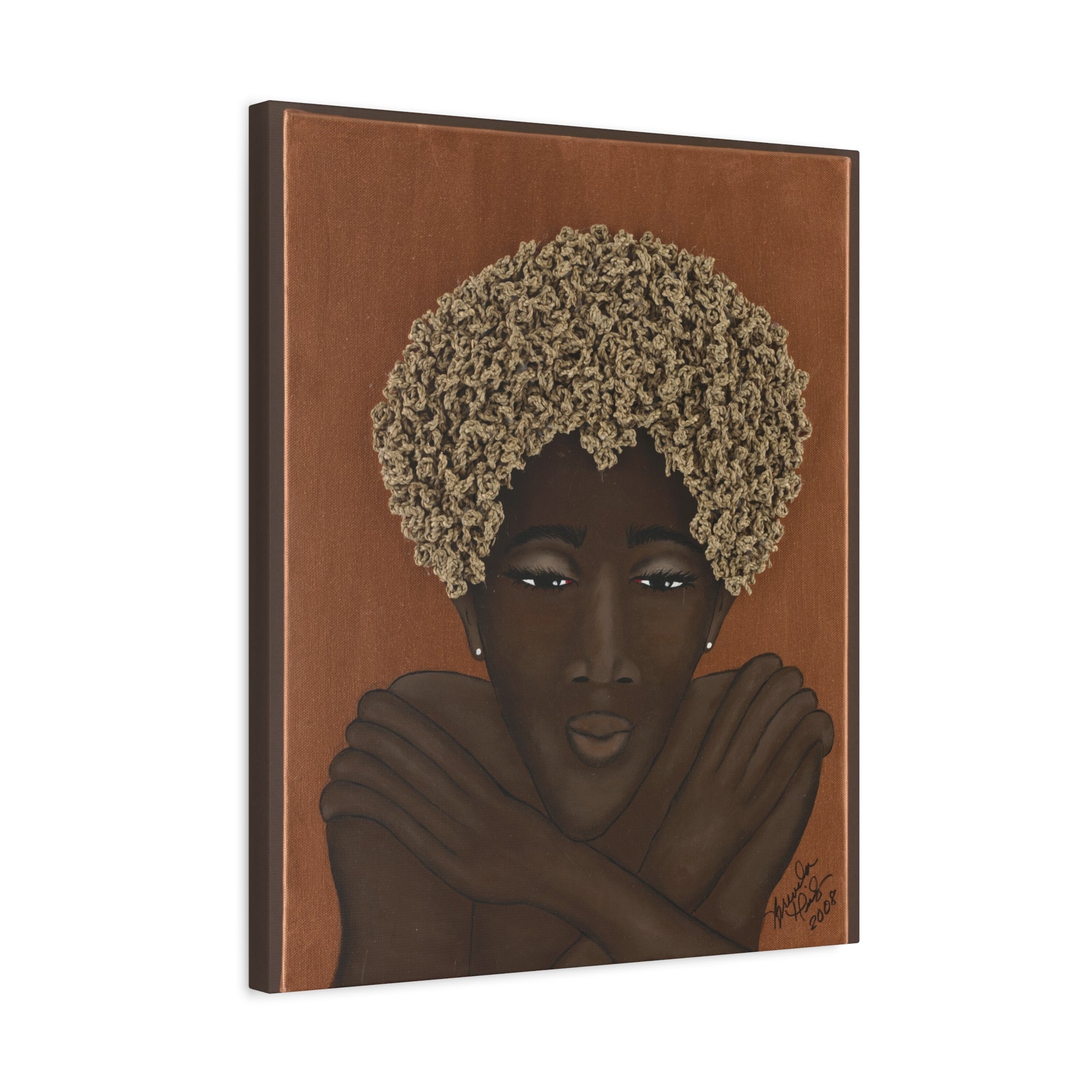 Lucille - Afro Embrace Matte Canvas Print — Brown Skin Portrait Wall Art
