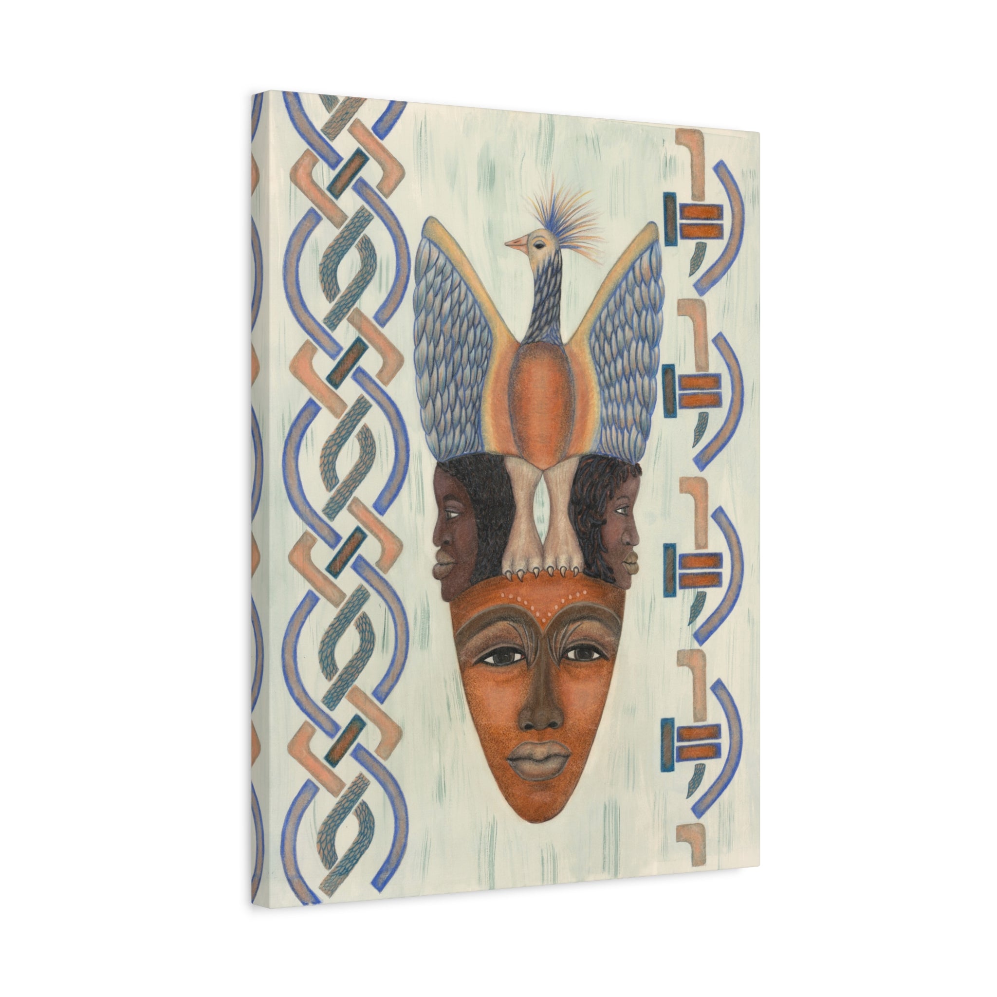 Bird of Pray — Tribal Faces & Bird Motif Matte Stretched Wall Art