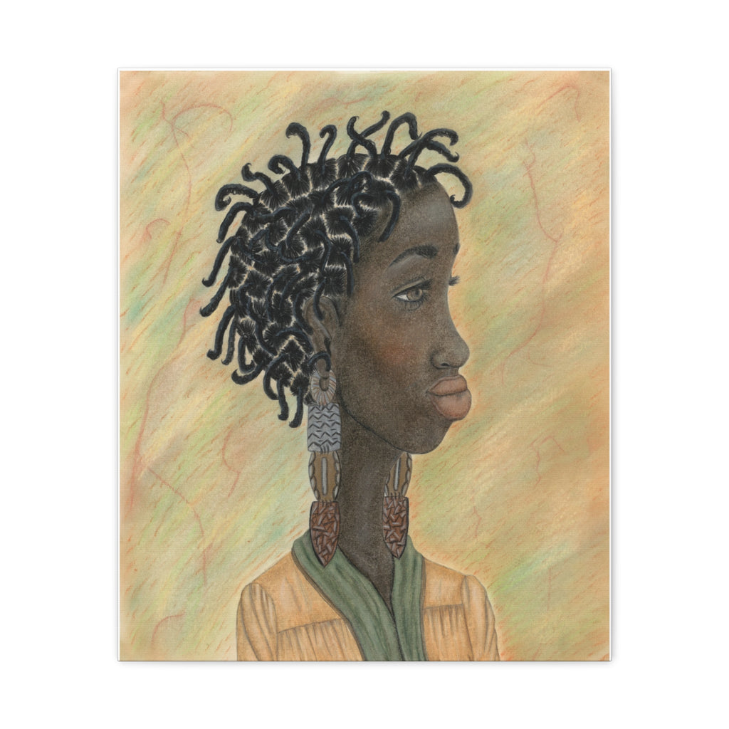 Chocolate Princess— Elegant Woman Profile Matte Stretched 1.25"