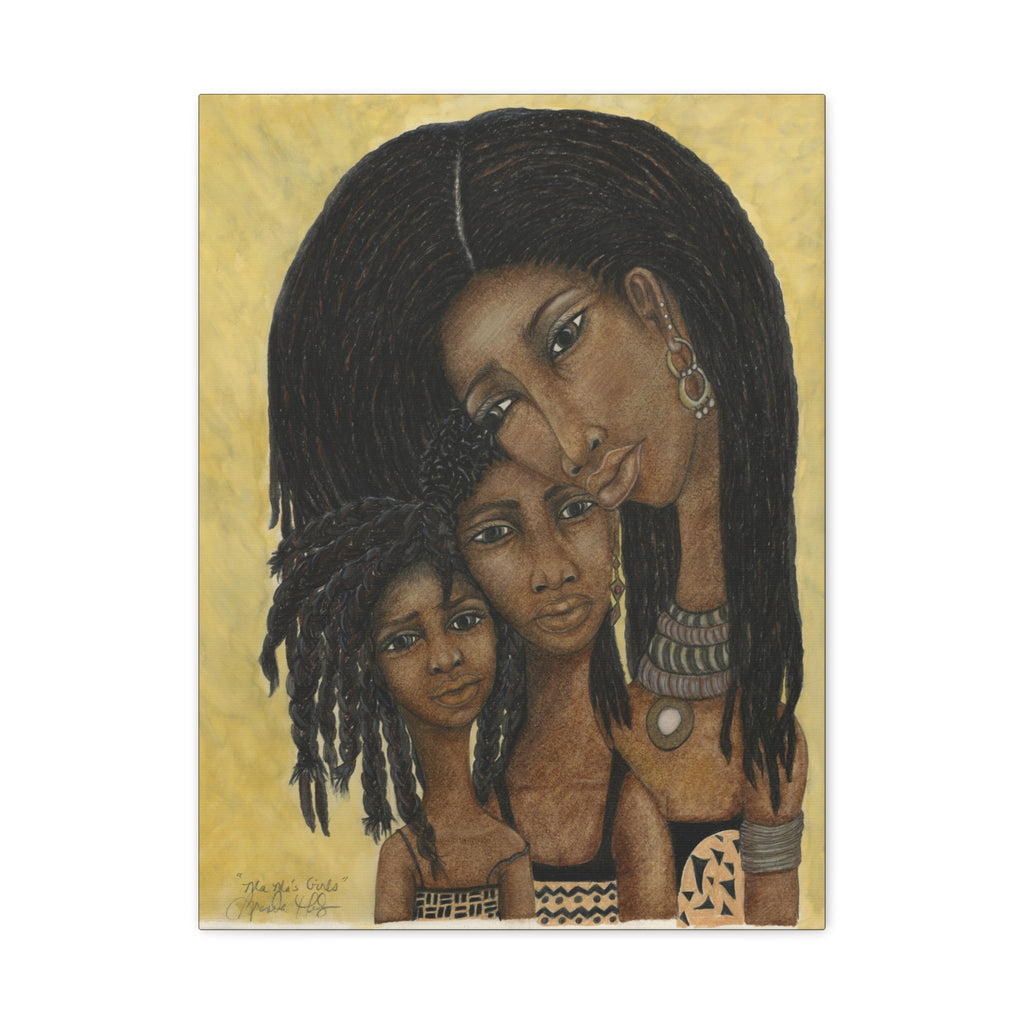 "Mama's Girls" Minimalist Stretched Matte Canvas