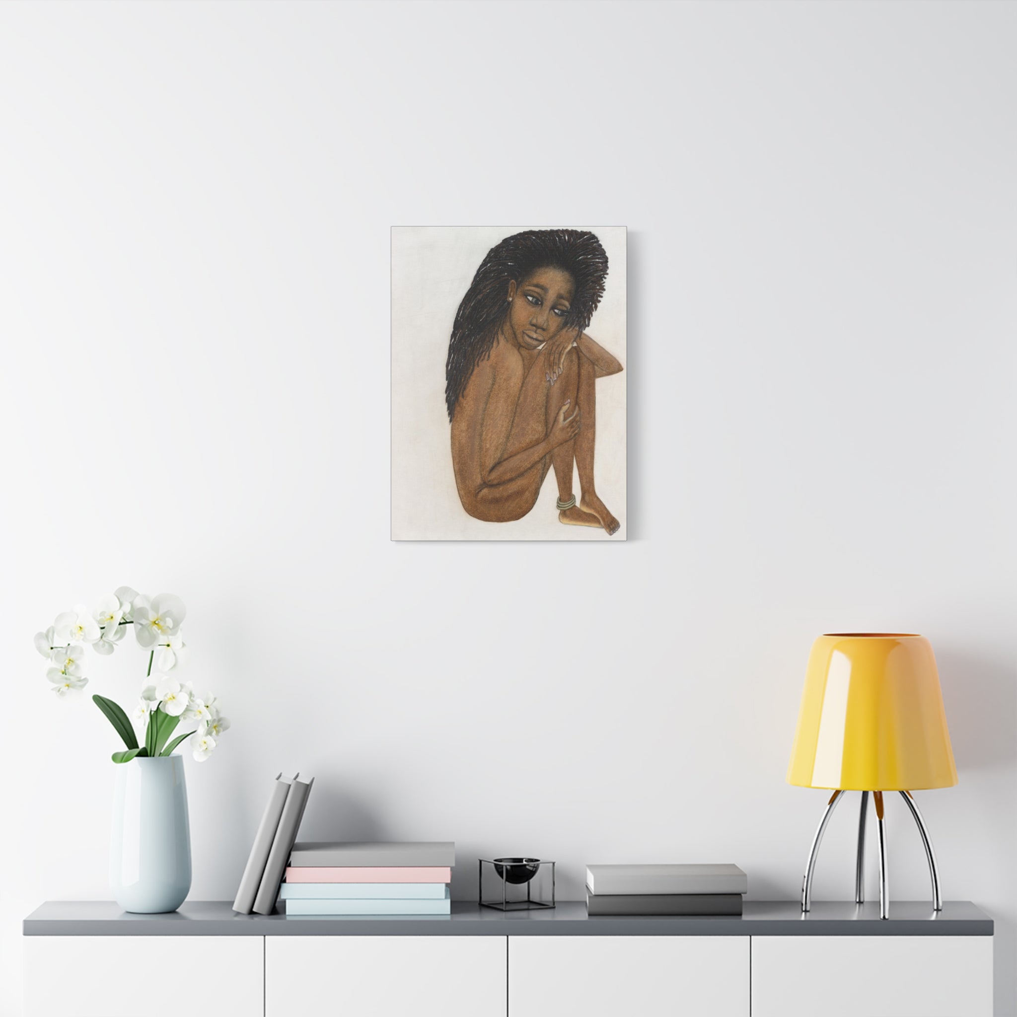 Natural Beauty — Serene Seated Black Woman Portrait (Stretched 1.25")