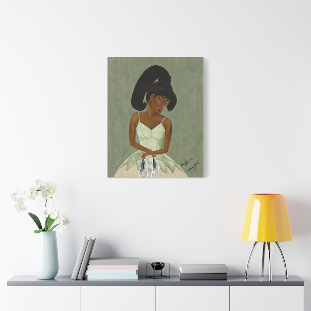 Ballerina Girl — Melancholy Ballerina Portrait Matte Stretched Canvas