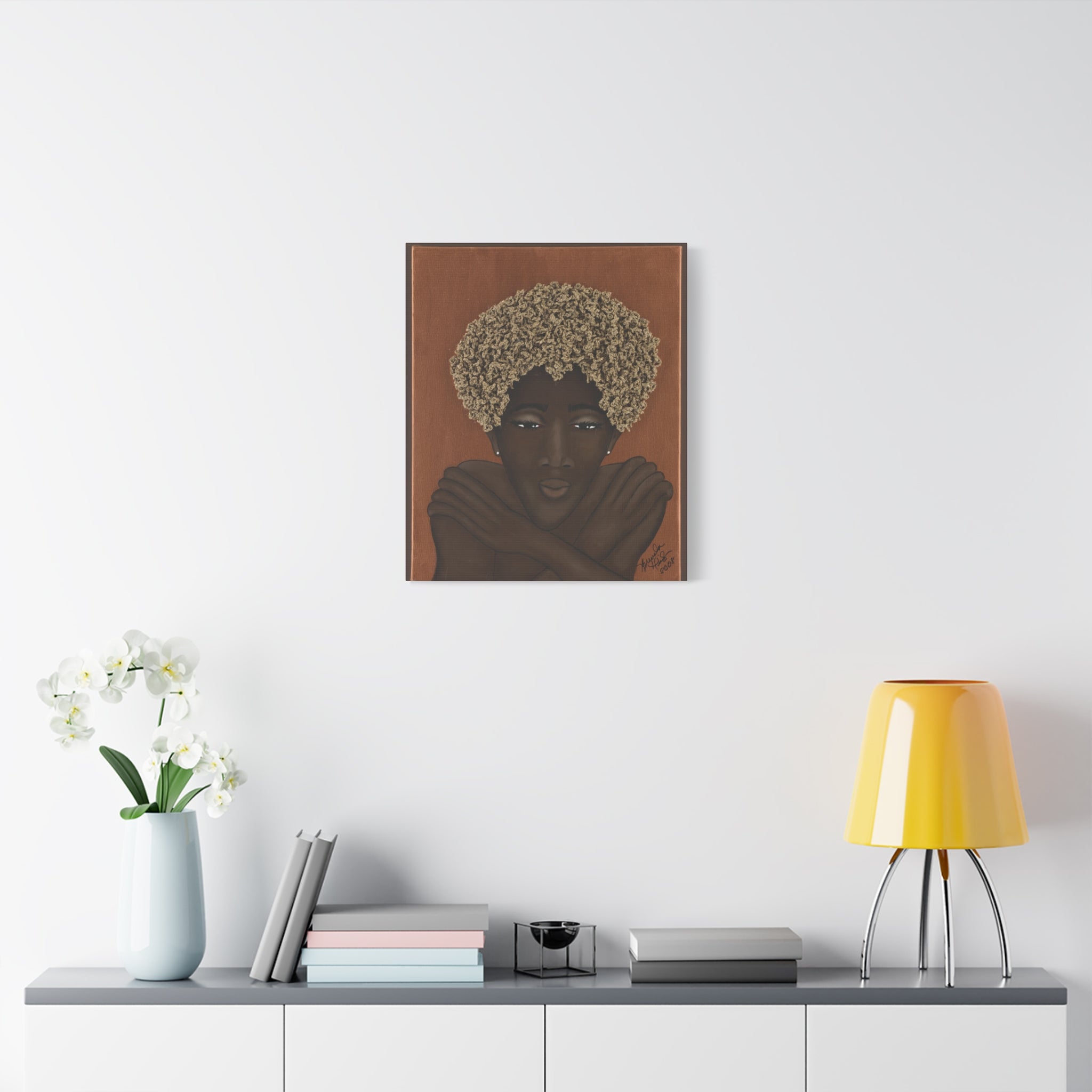 Lucille - Afro Embrace Matte Canvas Print — Brown Skin Portrait Wall Art