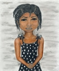 Girl in Black Dress with White Dots